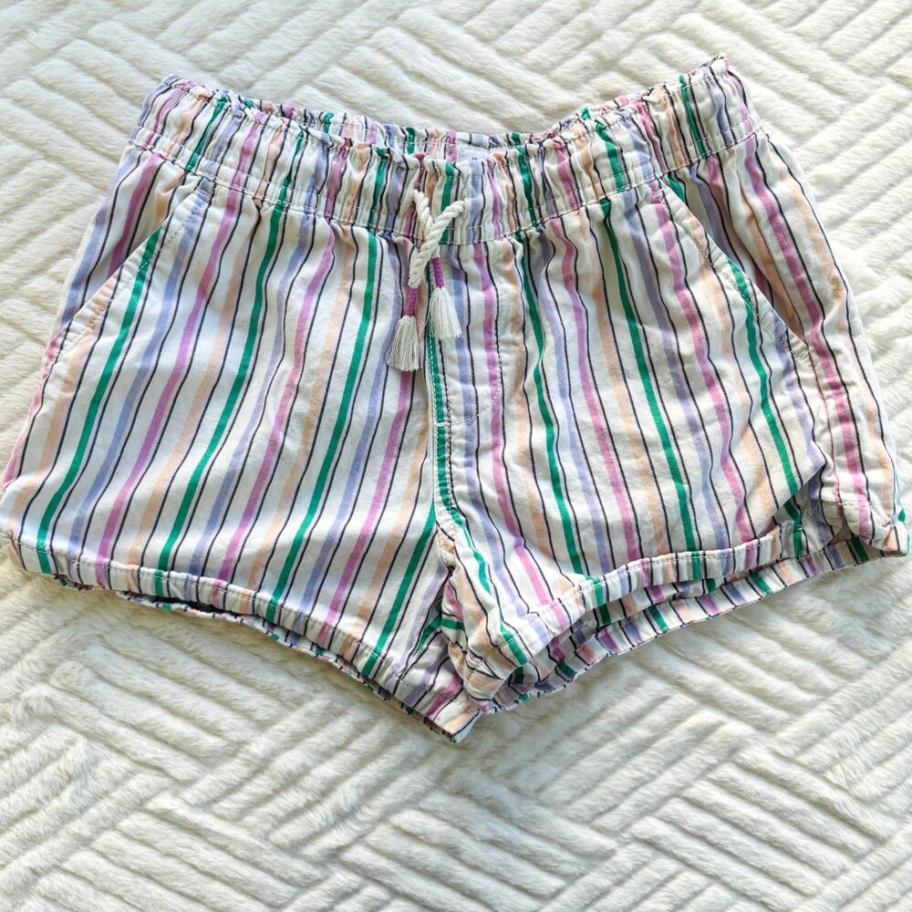 Gap Kids Girls Size L 10 Pastel Striped Pull-On Shorts Tassel Cotton Summer
